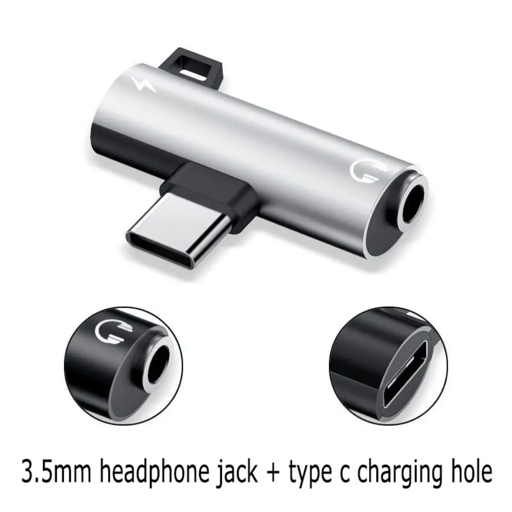 2 in 1 Type-C to 3.5mm Jack Adapter 90° Elbow Design Alloy Jack and Charging Adapter Light Charging for Huawei/Xiaomi/OPPO