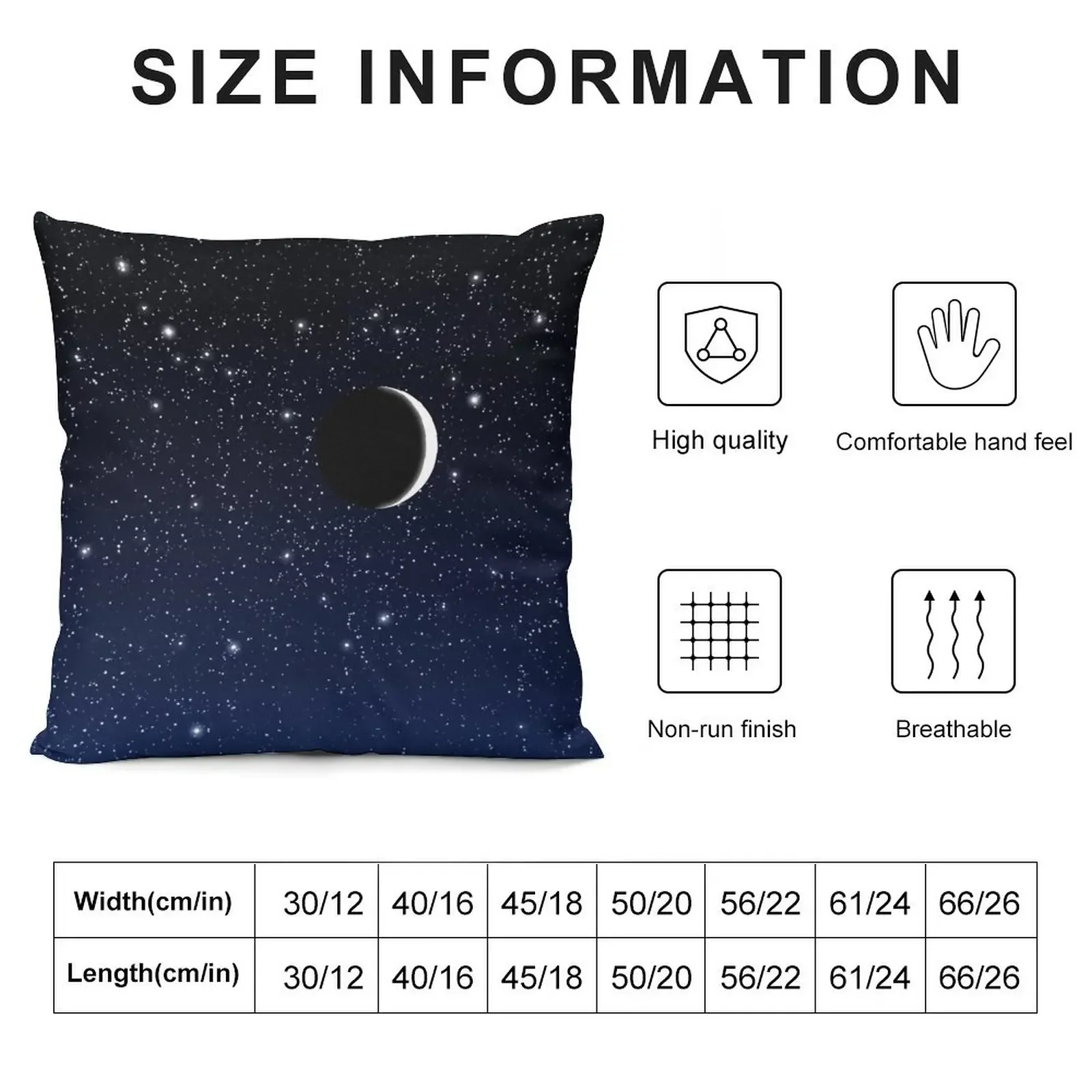 Stars and Crescent Moon, Deep Blue to Black Throw Pillow Sofa Cushion Cover Christmas Cushion For Home pillow