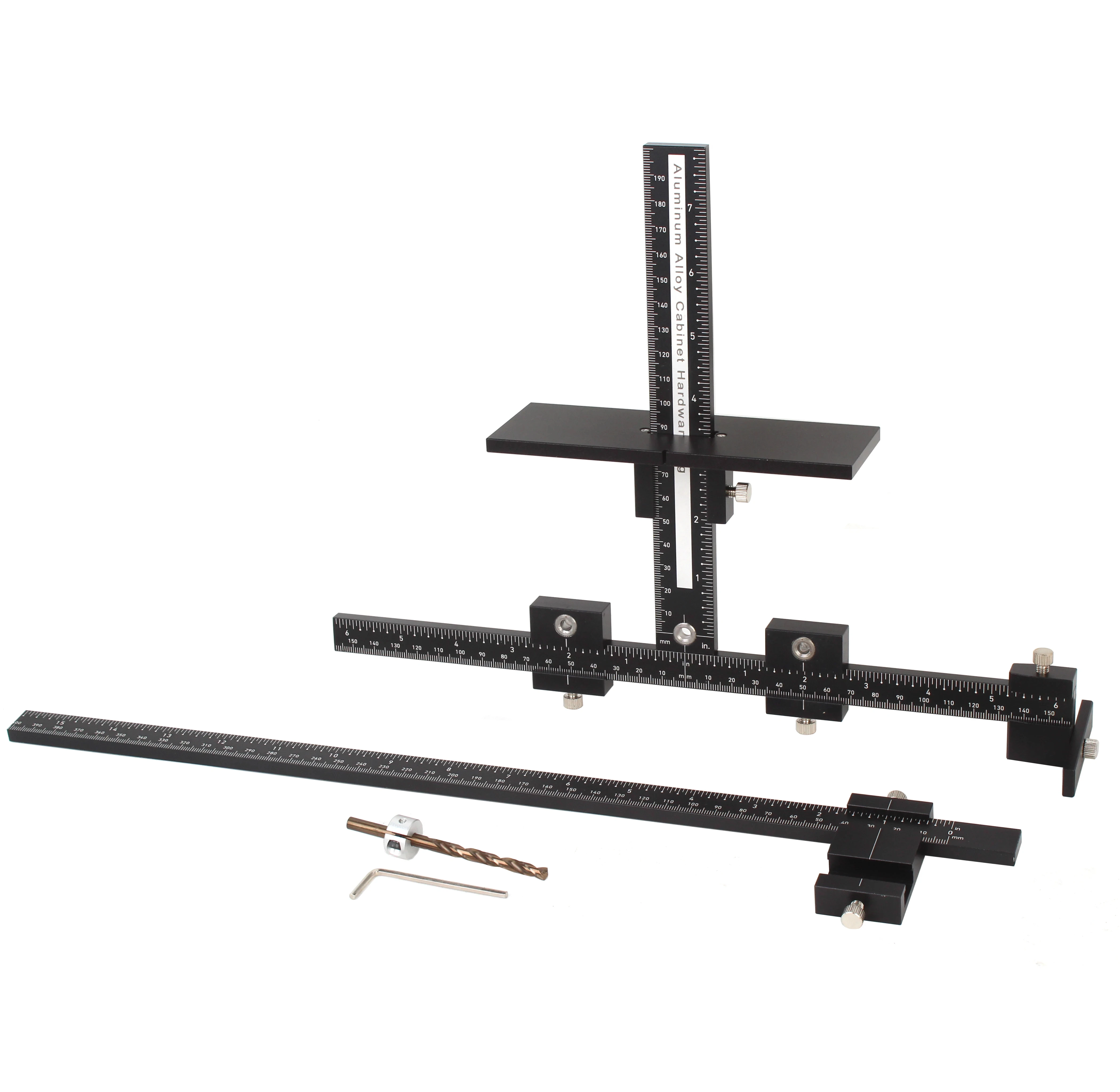Imagem -01 - Jig Guia de Broca Ajustável para Instalação Hardware do Armário Porta e Gaveta Alças Frontais e Maçanetas Punch Locator Ferramentas de Gabarito jig guia de broca ajustavel para instalacao hardware do armario porta e gaveta alcas frontais e macanetas punch locator ferramentas de gabarito 01