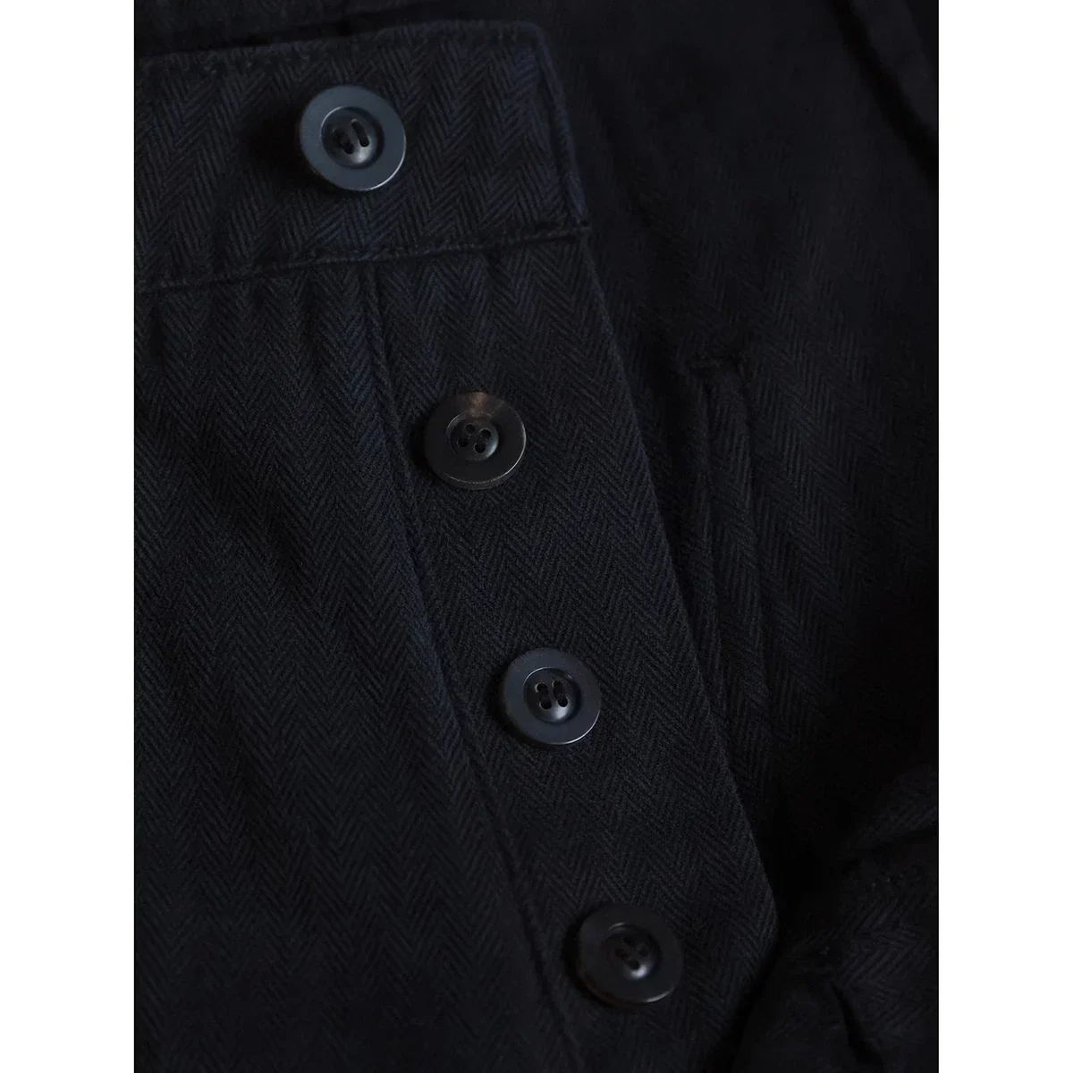 Second Order Retro 1980's Swiss Army Pants Washed Black Herringbone Twill Work Trousers