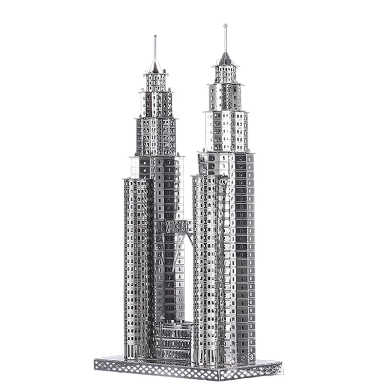 dubbele toren 3D metalen puzzelmodelsets DIY lasergesneden puzzels puzzelspeelgoed voor kinderen