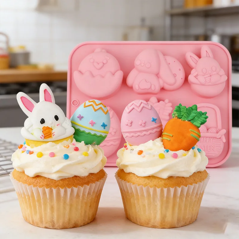 

1PC Cartoon Rabbit Easter Egg Dwarf Silicone Mold Easter DIY Chocolate Candy Dessert Baking Tools Soap Plaster Mould