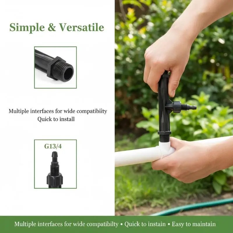 Heavy Duty Black Venturi Irrigation Injector Leakproof Design Multiple Sizes For Garden Farm Yard Watering Use
