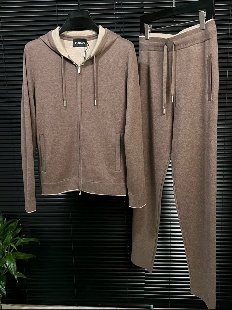 

New Spring Autumn Men's Hooded Two-Piece Set Personali Trendy High-End Versatile Cool Casual Sportswear Youth Long Sve P...