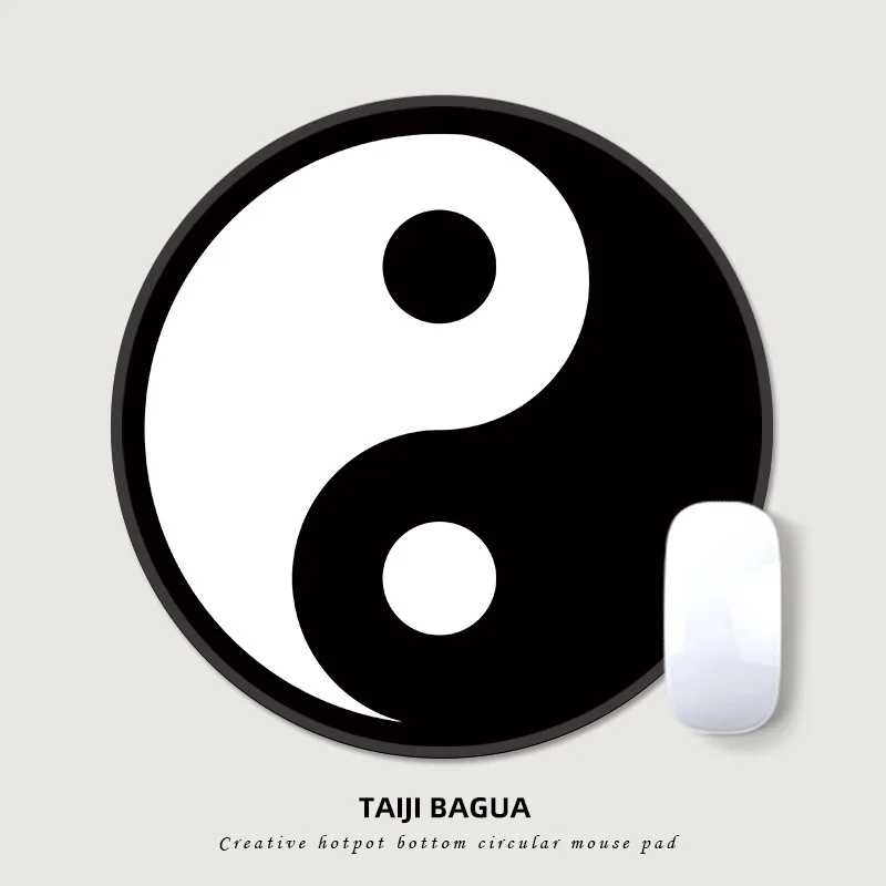

Коврик для мыши Taiji Bagua, круглый маленький круглый коврик для мыши, 22*22 см, нескользящий и водонепроницаемый, детали для офисного ПК