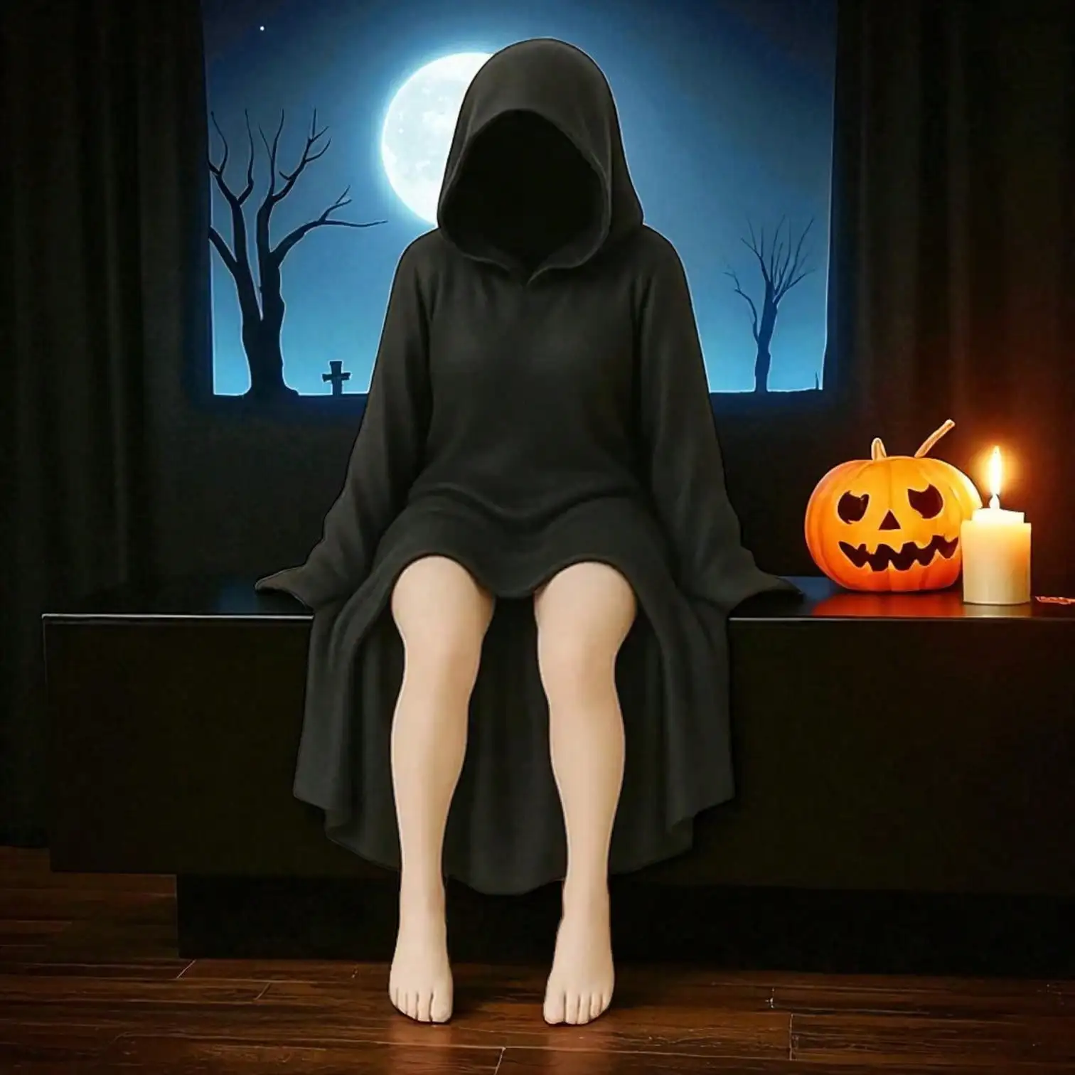 Bookshelf Decorative Resin Statue Gothic Bookshelf Ornament Elegant Queen Sitting Pose, Wearing a Black Robe 3D Sculpture, Creat