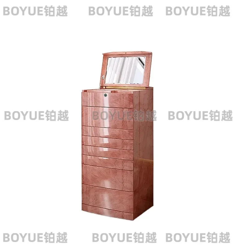 Luxury Solid Wood Jewelry Cabinet with Mirror and Fingerprint Lock High End Storage Box for Bedroom Villa Home Decor