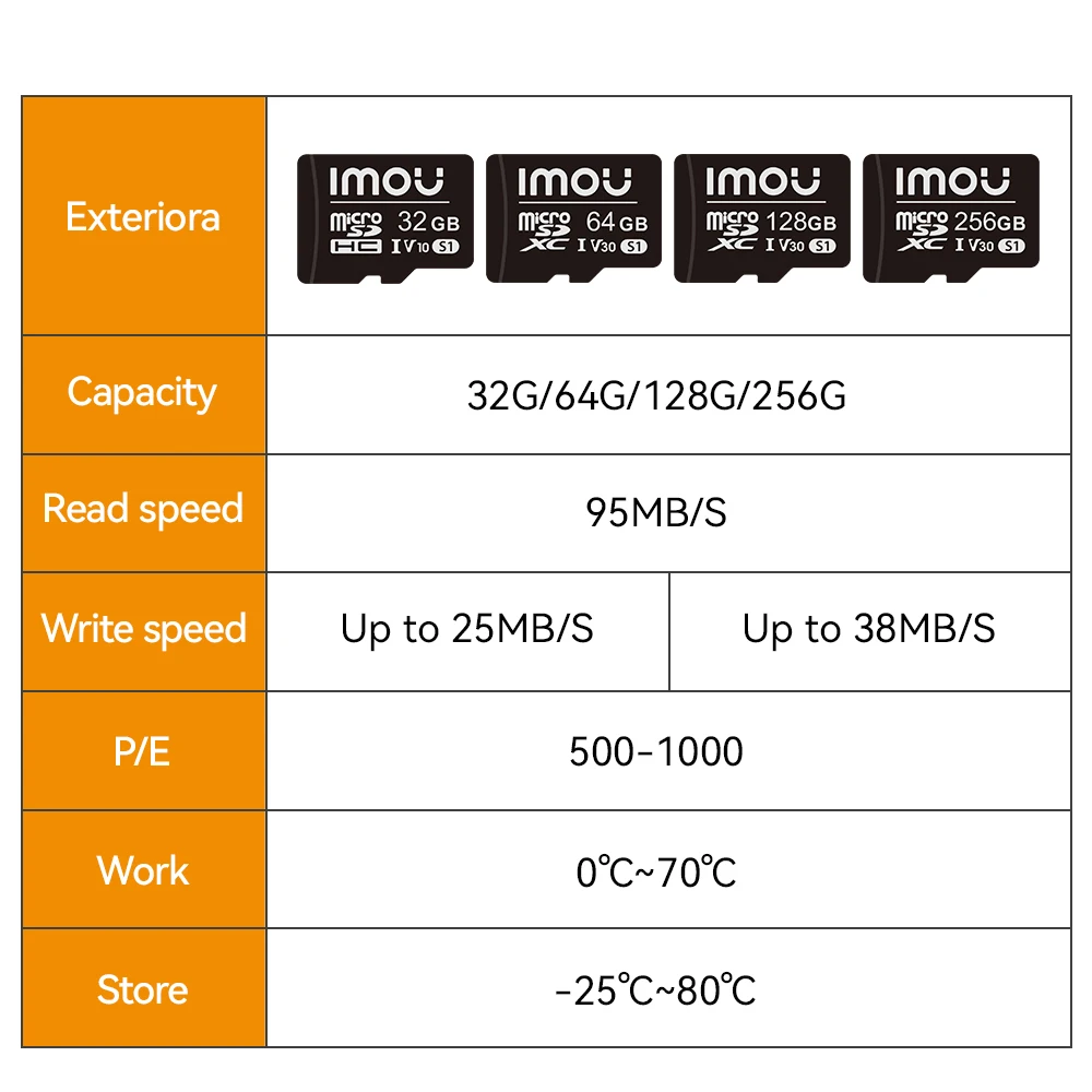 IMOU 감시용 SD 카드 전용 MicroSDXC 카드, 32G, 64G, 128G, 256G