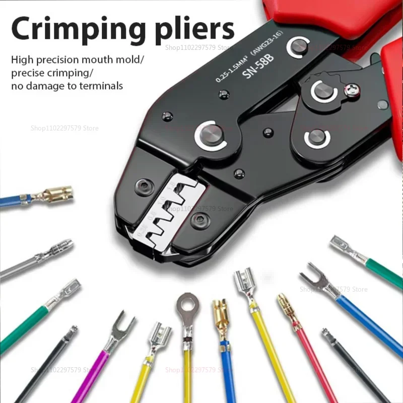 Professional Labor-Saving SN-58B Crimping Pliers Compatible with 6.3/4.8/2.8mm Spade Terminals for Precise Crimping for Dupont