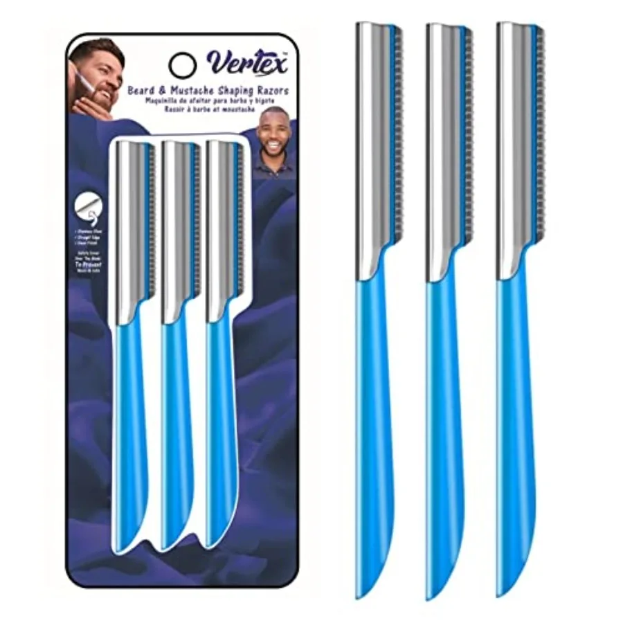Beard Shaping Razor Tool Mustache Straight Edge Travel Razors Stainless Steel For Eyebrow Grooming Kit Trimmer Blade For Men Ba