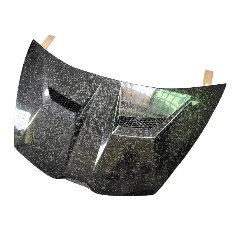 V-Style Perforated Vent Forged Pattern Carbon Fiber Front Bonnet Aftermarket Modification Exterior Tuning Body Panel