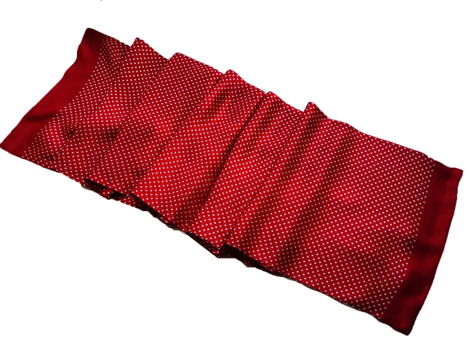 ผ้าพันคอไหมหม่อน 100% สําหรับผู้ชาย Polka Dot Double Layer Long Neckerchief สีฟ้าสีแดง