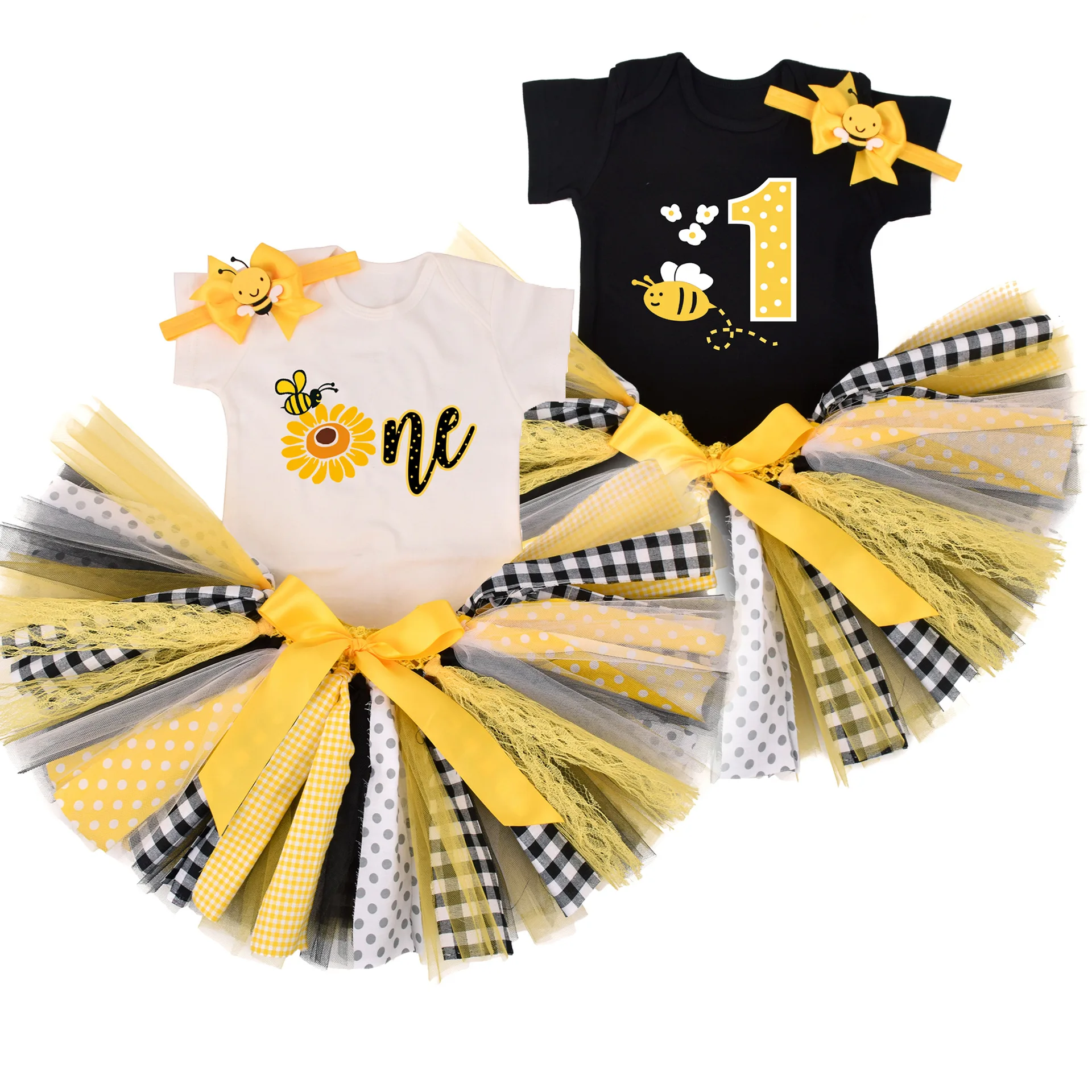 Baby Girl Bee 1st Birthday Tutu outfit Bee Tutus Girls Birthday Party costume Toddler Photo Props Cake Smash