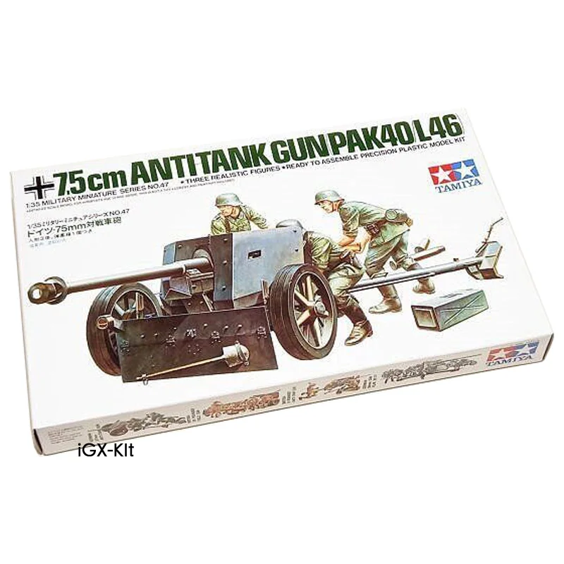 

Tamiya 35047 1/35, немецкий 75 мм противотанковый пистолет и артиллерийский экипаж, военная игрушка для хобби, пластиковая модель, комплект для сборки, подарок