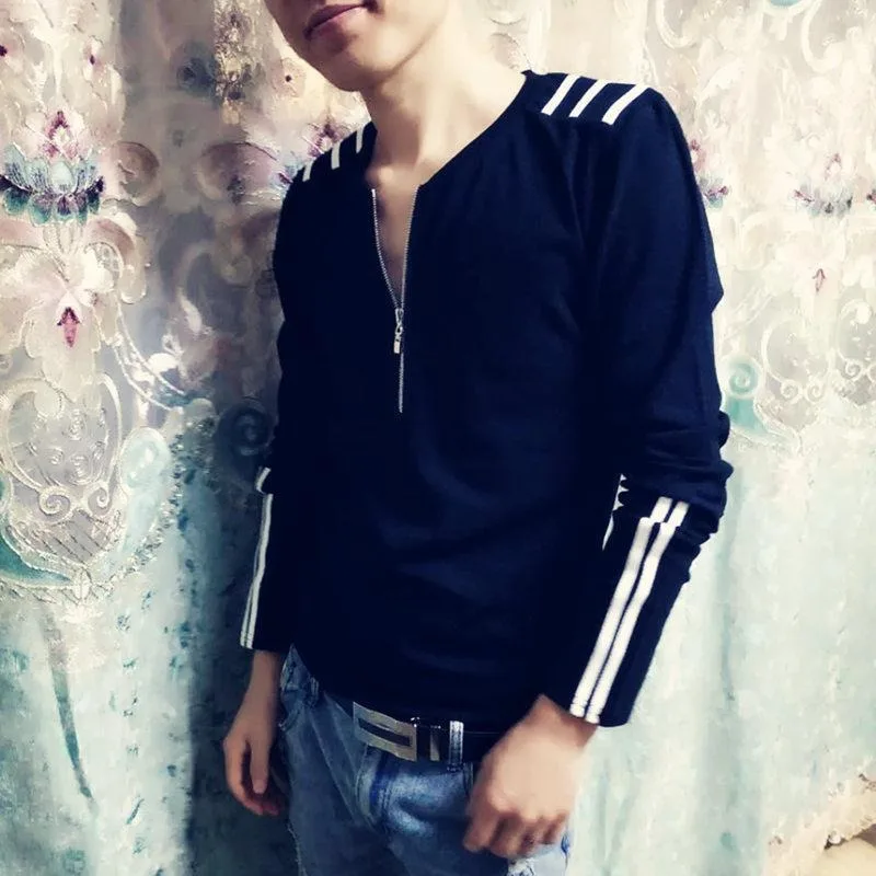 

Облегающие мужские пуловеры на молнии, высококачественные корейские роскошные толстовки, забавная эстетичная футболка, японская модная футболка в стиле Харадзюку для мужчин