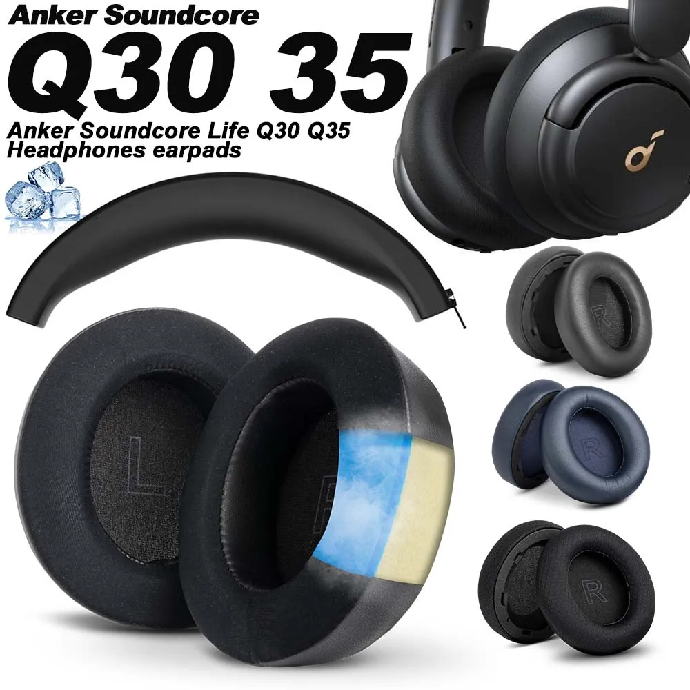 Earphone Pads for Anker Soundcore Life Q30 Q35 Replacement Pink Earpads Headphones Earmuffs Mesh Memory Covers Sponge Protein