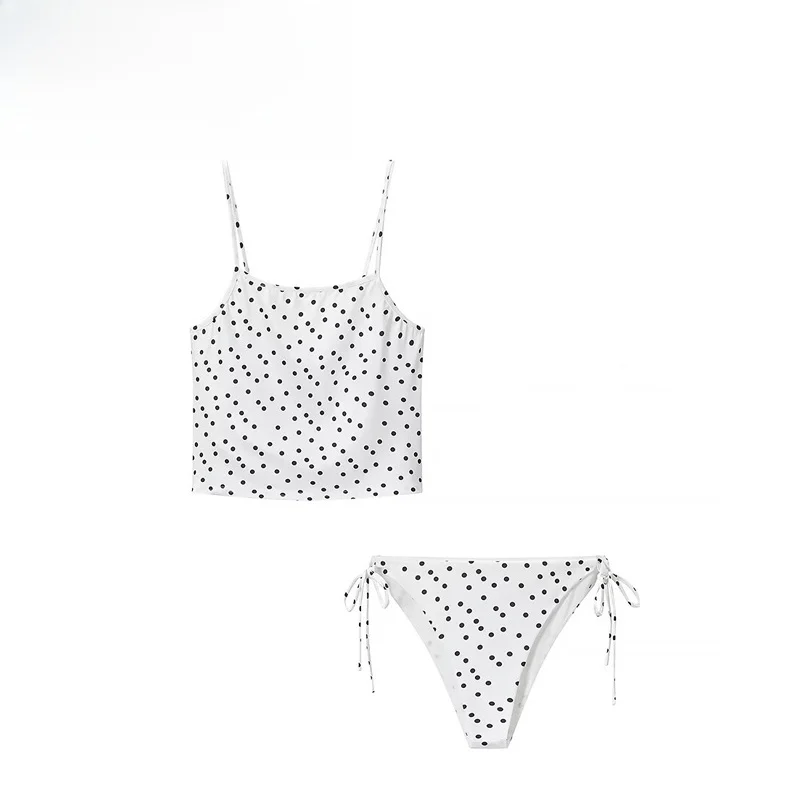 Fashionable Polka Dot Bikini Set Women's Summer Outfit Versatile Strapless Swimwear Elegant Quality Two-Piece Ensemble