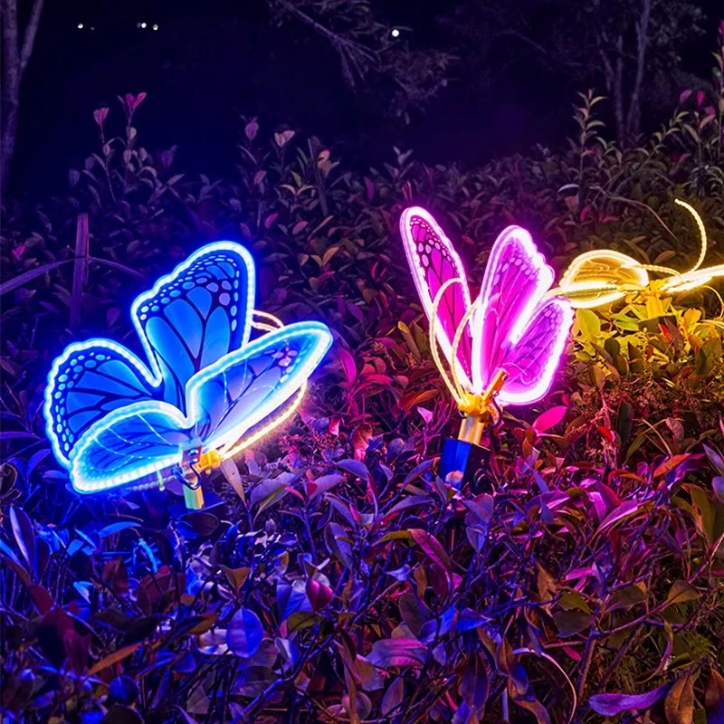 40mm Moving butterfly lights, outdoor decorative lights, rustic garden lawn electric butterfly decorative lights for nightscapes