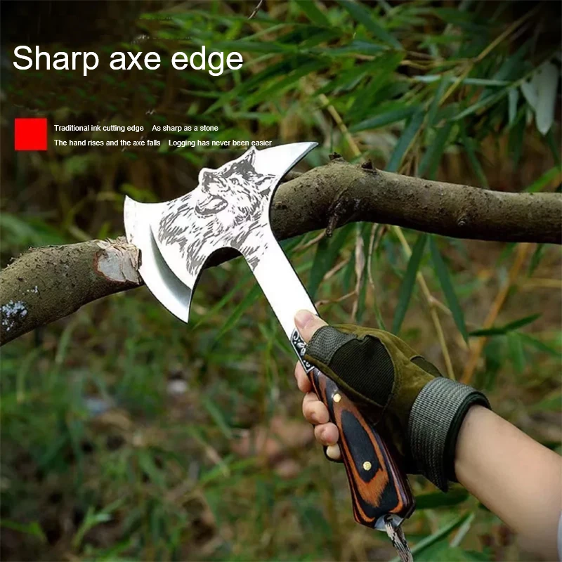 Wolf Ax Outdoor Ax Knife Woodworking Ax Multifunctional Ax Logging Bone Chopping War Wolf Ax Tree Chopping Firewood