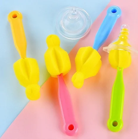 DHL 2000pcs Bottle Brush Sponge Plastic Glass Milk Water Cup Cleaning Feeding Bottle Nipple Pacifier Brushes