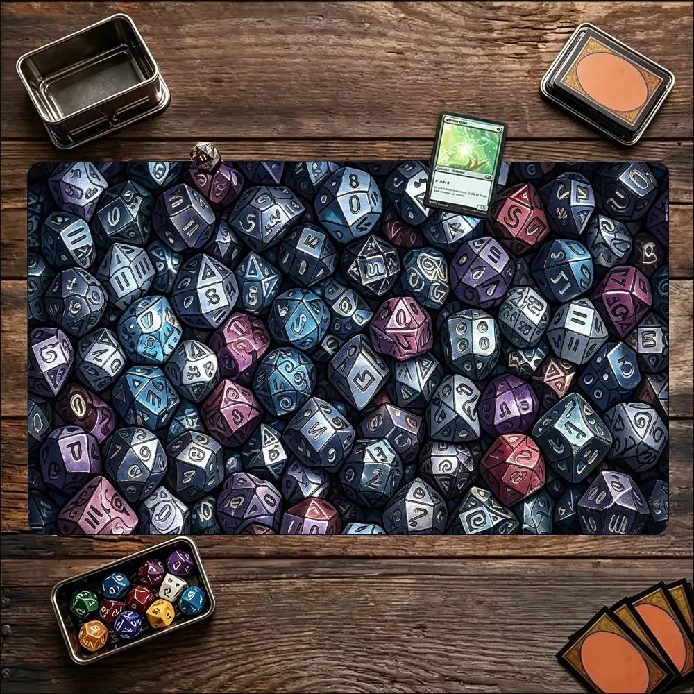 Extra Big TCG Gaming Mat Polyhedral Dice XXL Computer Pad Non-Slip Rubber Base Vivid Colors Smooth Surface Tabletop Dice Classic