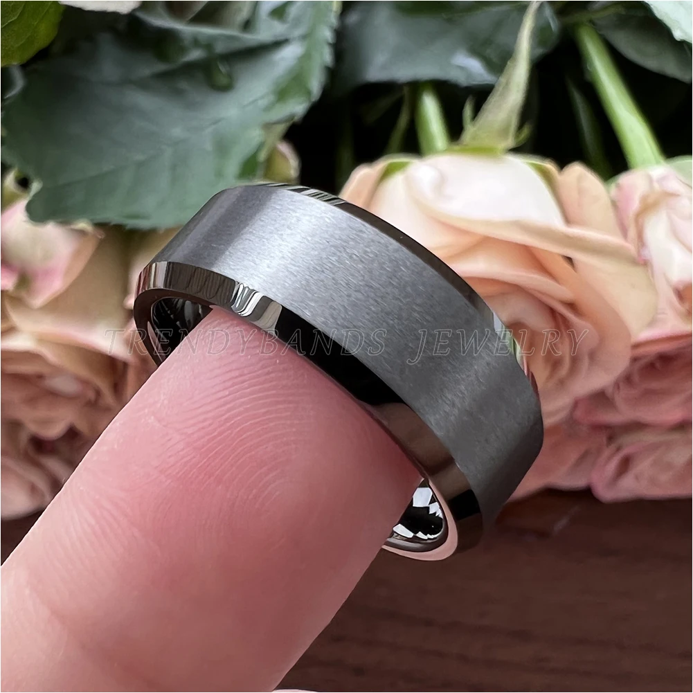 6mm 8mm Gunmetal Tungsten Finger Wedding Ring Engagement Band for Men Women Fashion Jewelry Comfort Fit