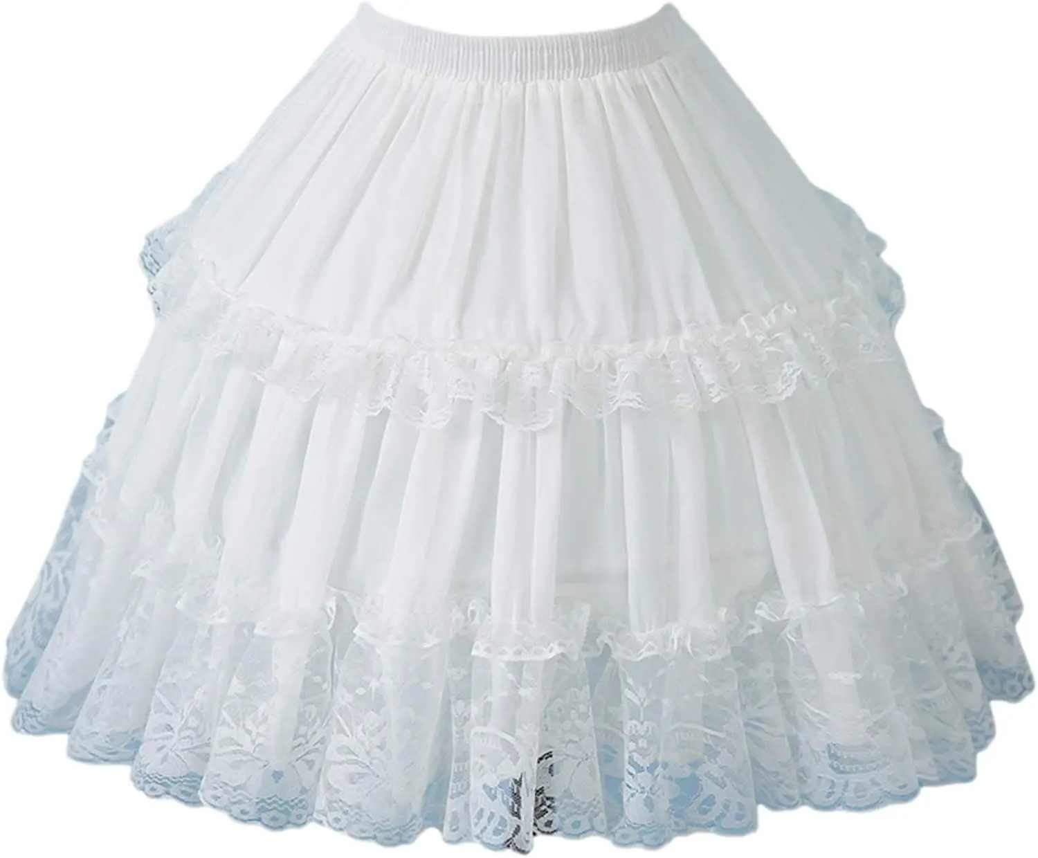 Falda corta para niñas, enagua de encaje para Cosplay, Lolita, antideslizante, con cintura elástica blanca