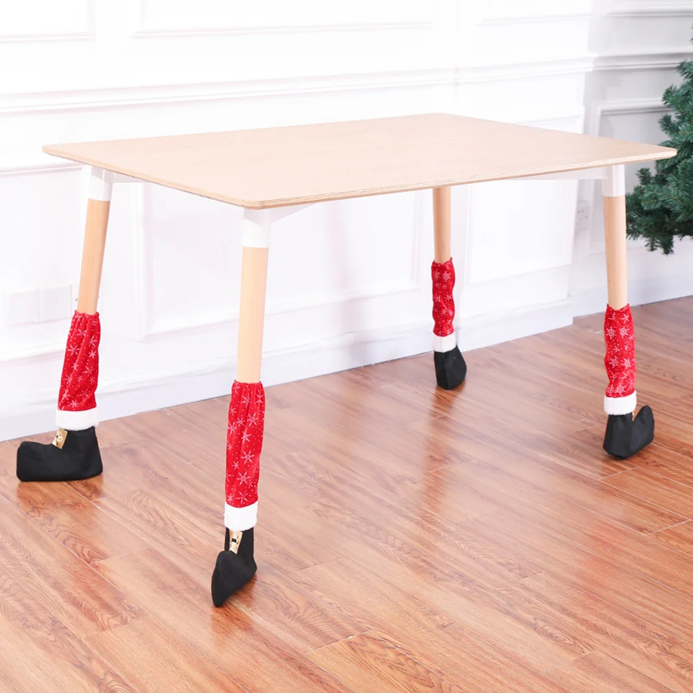 4pcs Christmas Table Leg Covers Chair Leg Socks Furniture Feet Protector Sleeves(Snowflake)