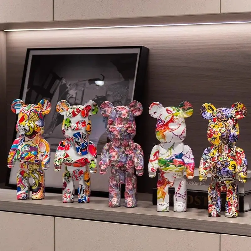 26cm Graffiti Bear Living Room Ornaments High-end Home Furnishing TV Cabinet Wine Cabinet Decorations Abstract Decoration