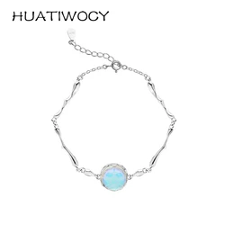 Fashion Women Bracelet 925 Silver Jewelry with Moonstone Hand Ornaments for Wedding Party Promise Birthday Bridal Gift Wholesale
