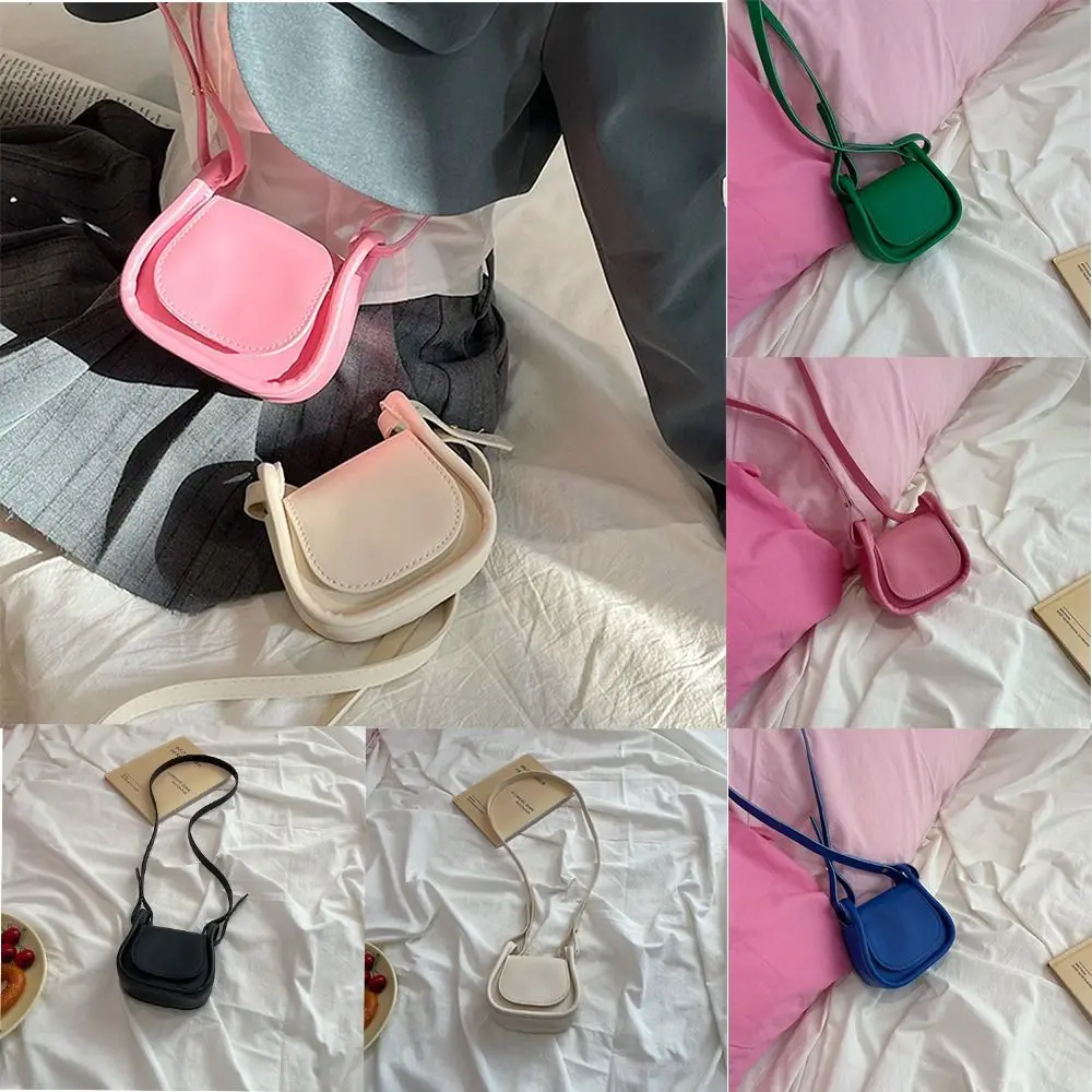 Classic Solid Color Mini Crossbody Bag Leather Small Square Bag Lipstick Makeup Bag Fashion Design Women Handbag Girls