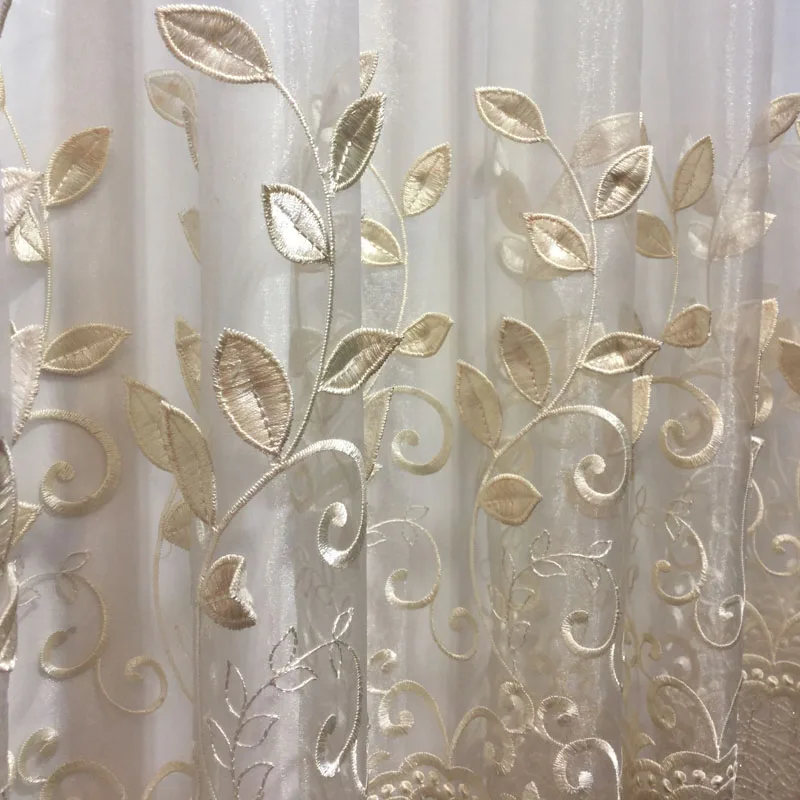 European-style Luxury High-end Living Room Balcony Bay Window Gauze Curtain Embossed Embroidery Window Gauze Custom Curtain