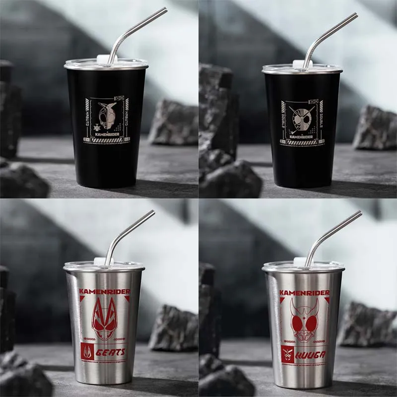 

500ML Kamen Rider Stainless Steel Cup with Lid and Straw for Home Bar Drinkware Creative Anime Cup Portable Travel Mug Gifts New