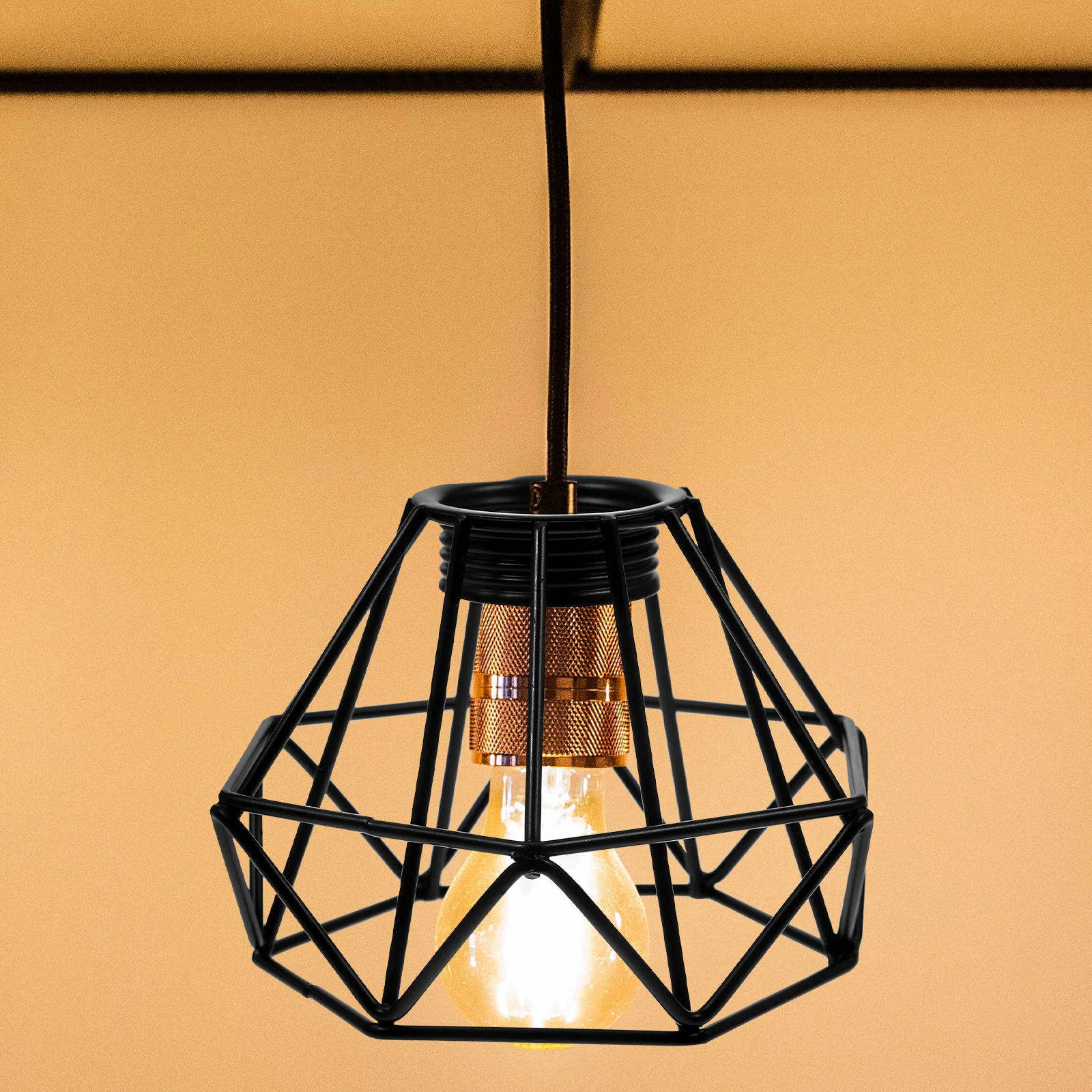 

Hollow Out Diamond Shape Iron Lamp Shade Retro Metal Light Cover Art Chandelier Bracket for Living Room Decor