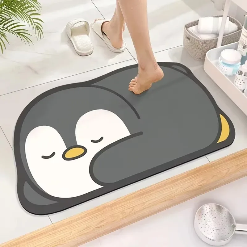 Cute Diatom Super Absorbent Bathroom Mat Cartoon Non-Slip Mud Toilet Pad Quick-Drying Bath Mat Floor Mat