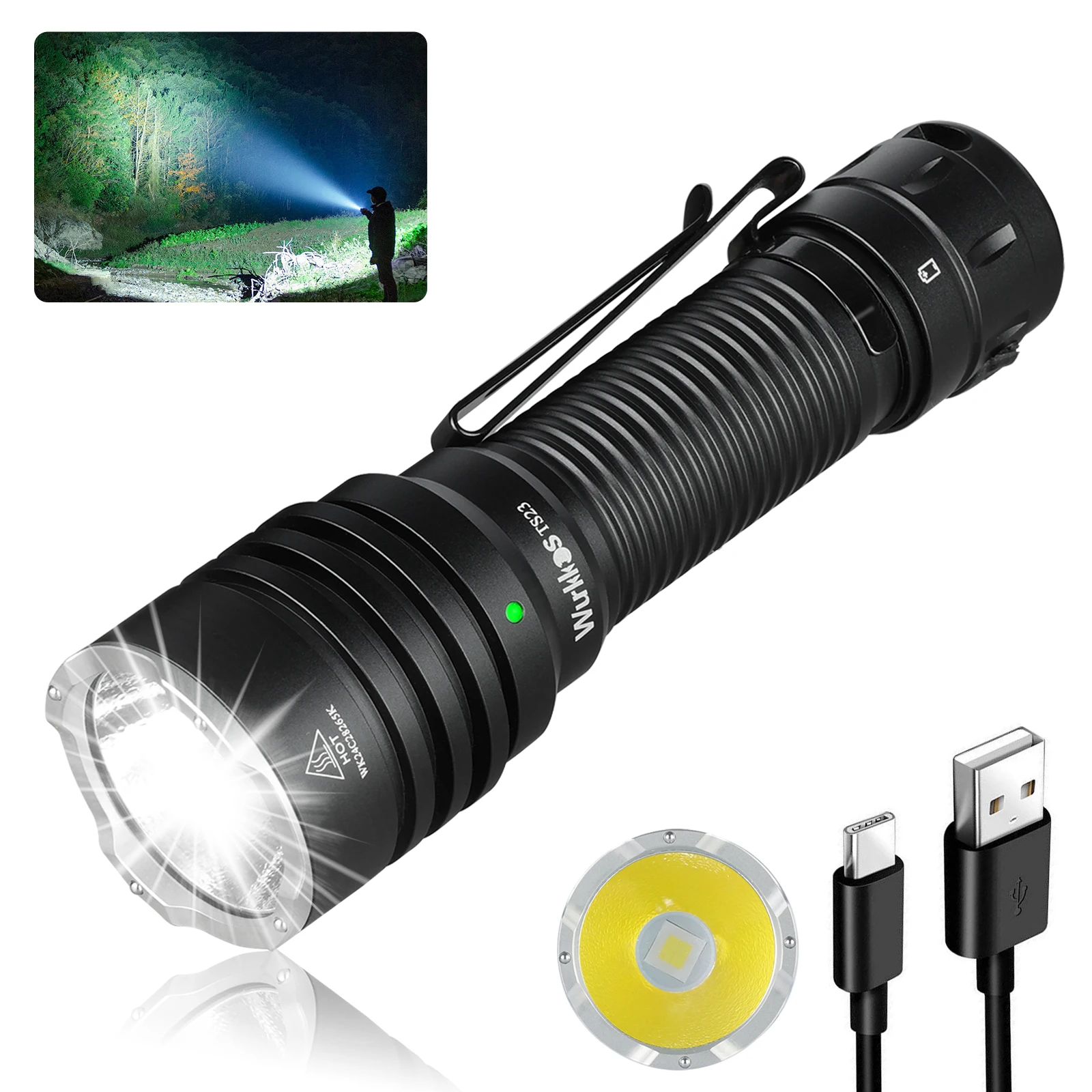 Wurkkos TS23 Tactical Flashlight 21700 Rechargeable 5000 Lumens IPX8 Waterproof Two-Mode Everyday Carry (EDC) Tail Switch Direct Shipping from Local Warehouse