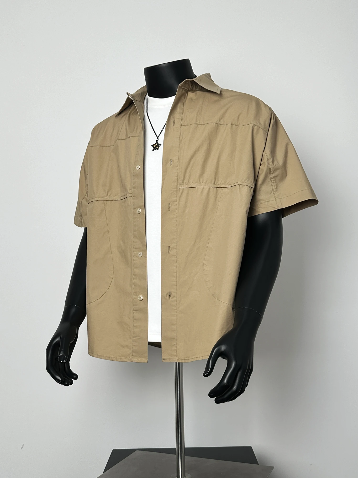 

ANXIE American Sle ort Sve Loose Fit Casual irt for Men Couple's irt Faionable Structure Workwear irt