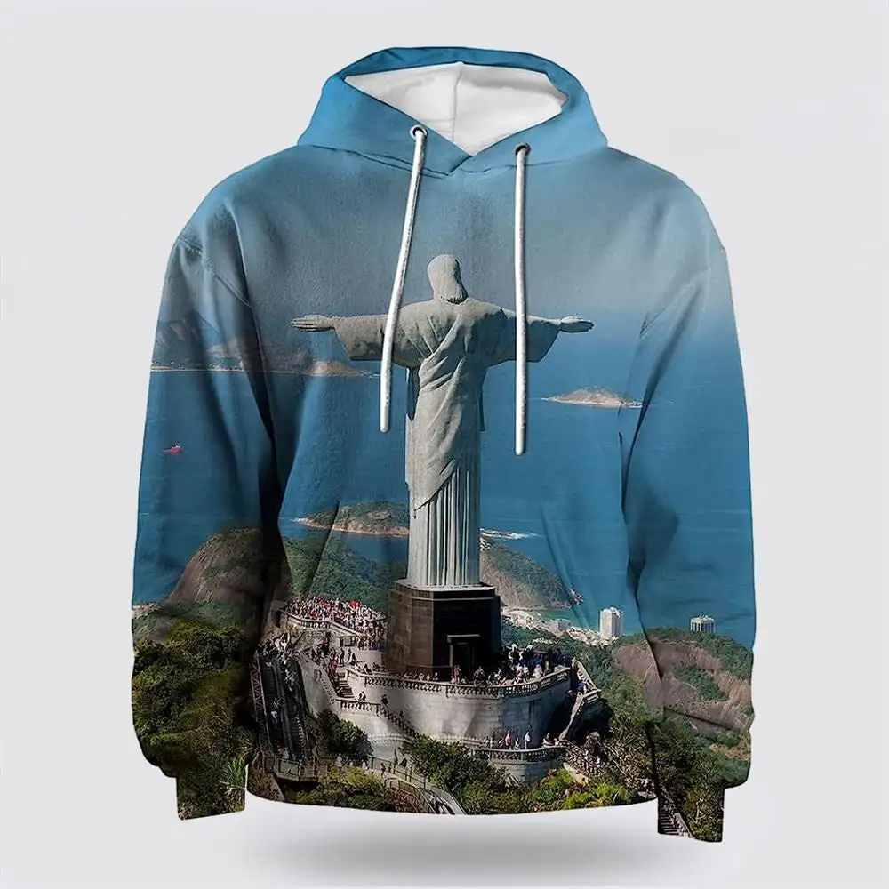 Hoodies Men Sweatshirt 3D Printed Christian Jesus Animal Tiger Latin Cross Graphic Men Hoodies Casual  God Hooded Pullover Tops