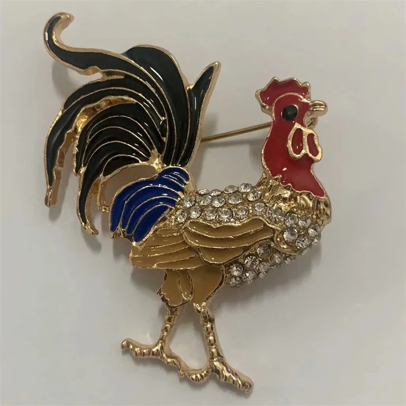 Funny Colorful Rooster Brooch Men Women Party Clothes Accessories Cute Chicken Animal Brooches Gift Jewelry