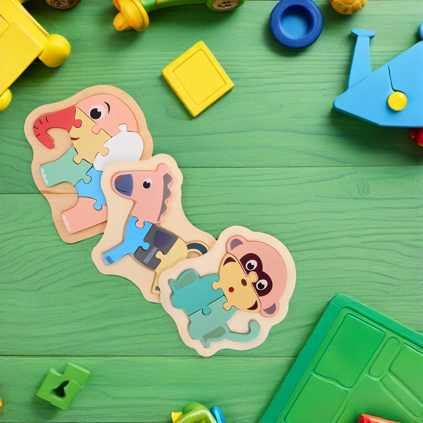 Rompecabezas de animales de madera Montessori, juego educativo de aprendizaje temprano de elefante, 6 uds.