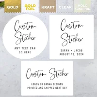 100-500 Uds logotipo personalizado película brillante pegatinas de papel blanco Diseña tus propias pegatinas pegatinas de botellas personalizadas