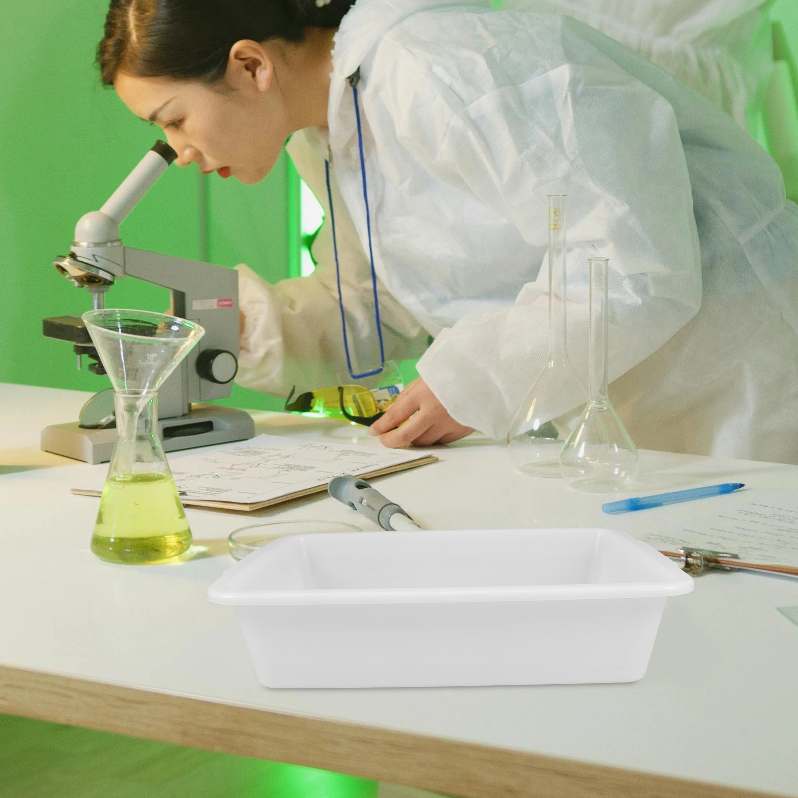 1Pc Anti-Leak Shallow Large Plastic Tray for Chemical Lab Storage Teaching Supplies Leak Prevention Home Lab Friendly