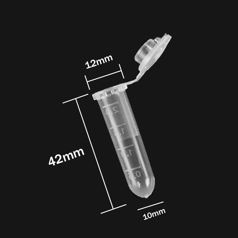 500PCS of 2ML Laboratory Transparent Micro Plastic Centrifuge Tubes with Snap Lid Container Lids for Laboratory Samples