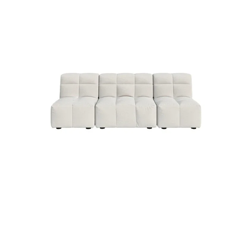 

Cloud sofa, technical fabric, French cream combination, solid wood high-end down top layer cowhide