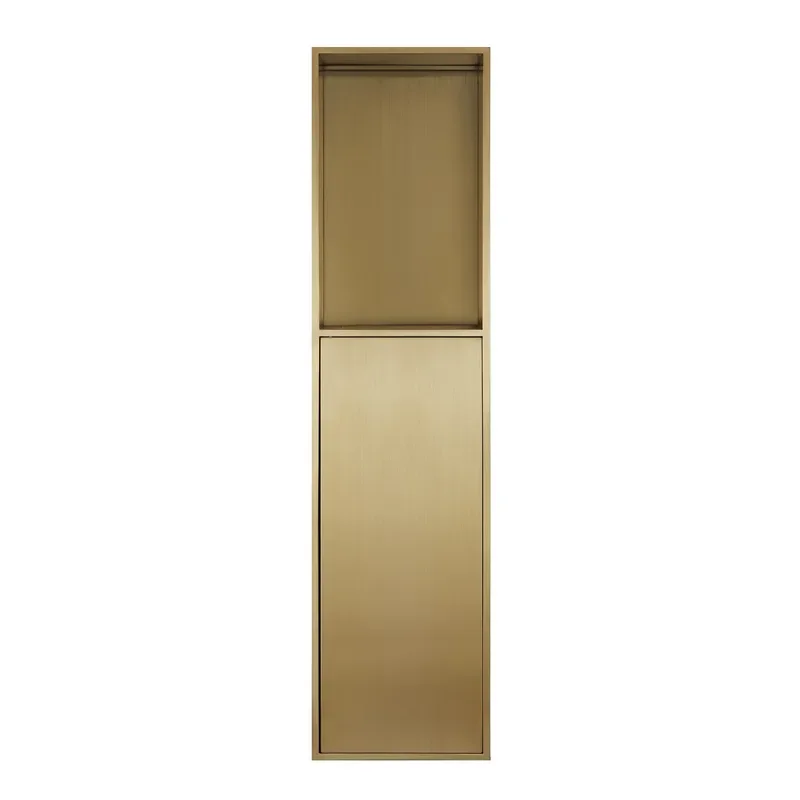 Custom Stainless Steel Shower Stand With Recessed Niche For Soap Shampoo Storage Modern Bathroom Brushed Gold Finish Ideal