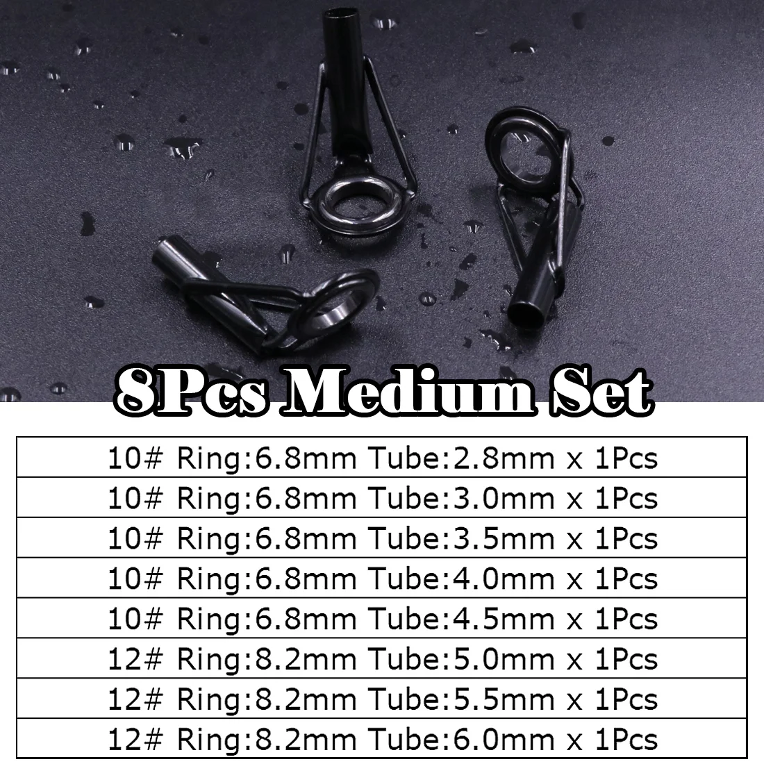5 Stück Angelrute spitzen führungen Reparatur satz Edelstahl rahmen Keramik ringe schwarze Rute Bau führung Augen bau Reparatur 6 # ~ 16 #