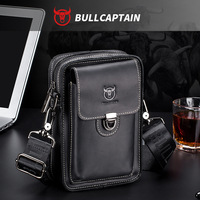 Brand Crazy Horse Leather Male Waist Pack Phone Pouch Bags Waist Bag Men's Small Chest Shoulder Belt Bag Back Pack