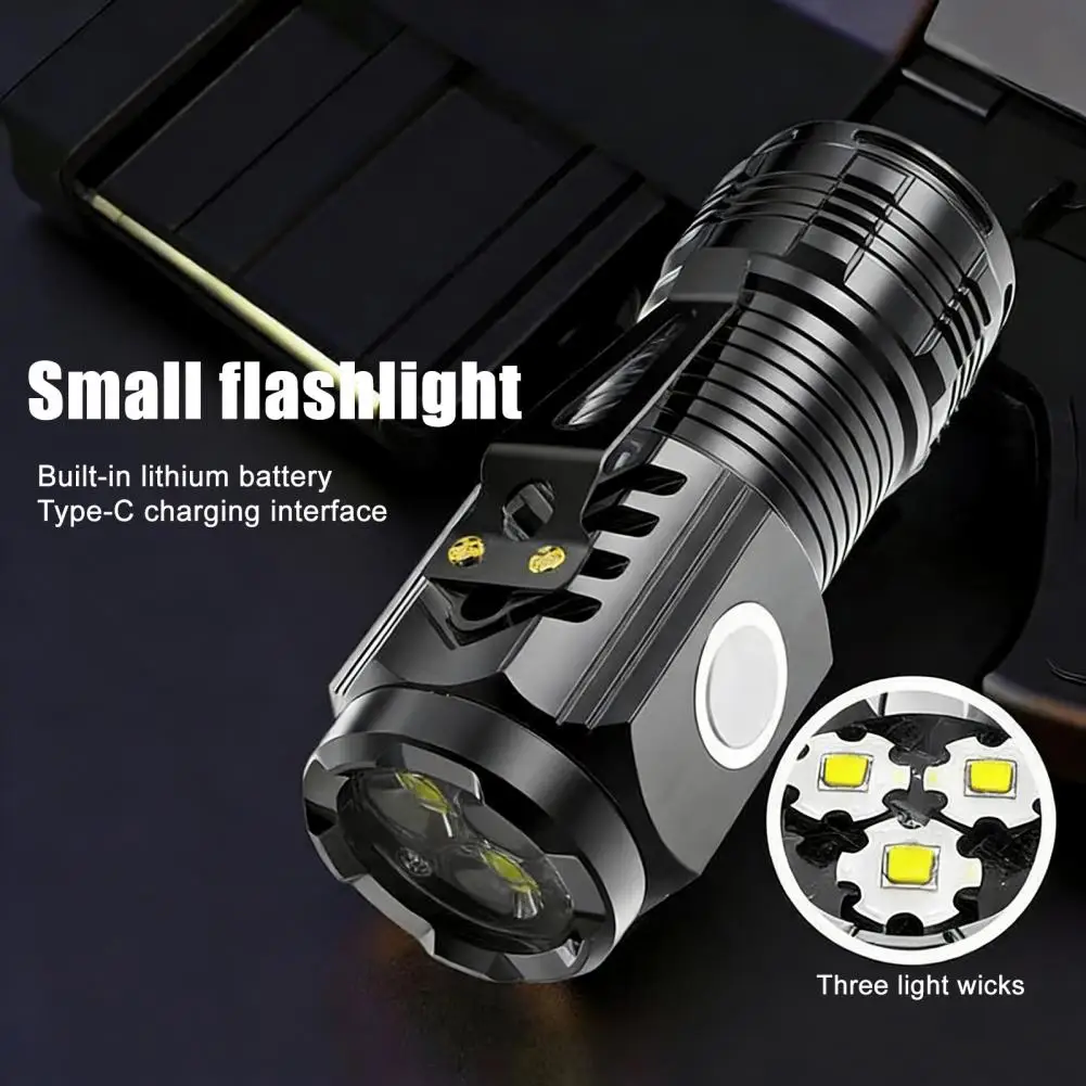 Mini Flashlight Type-C LED Torch With Magnetic Clip Waterproof Portable Emergency Light Lightweight Work Light For Outdoor