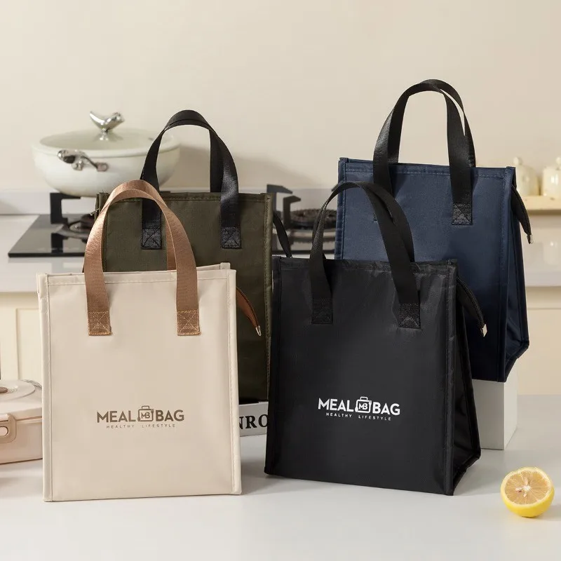 Simple High Quality Insulated Lunch Bag Portable Office Worker Insulation Pouch Large Capacity Picnic Thick Thermal Handbag