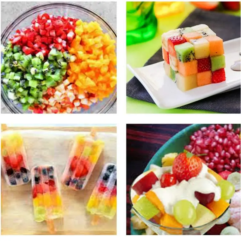 الفولاذ المقاوم للصدأ البيض القطاعة القاطع شبكة الخضار الفاكهة المروحية لسلطة الحلوى البطاطس مكعب شبكة قطع أدوات المطبخ #6